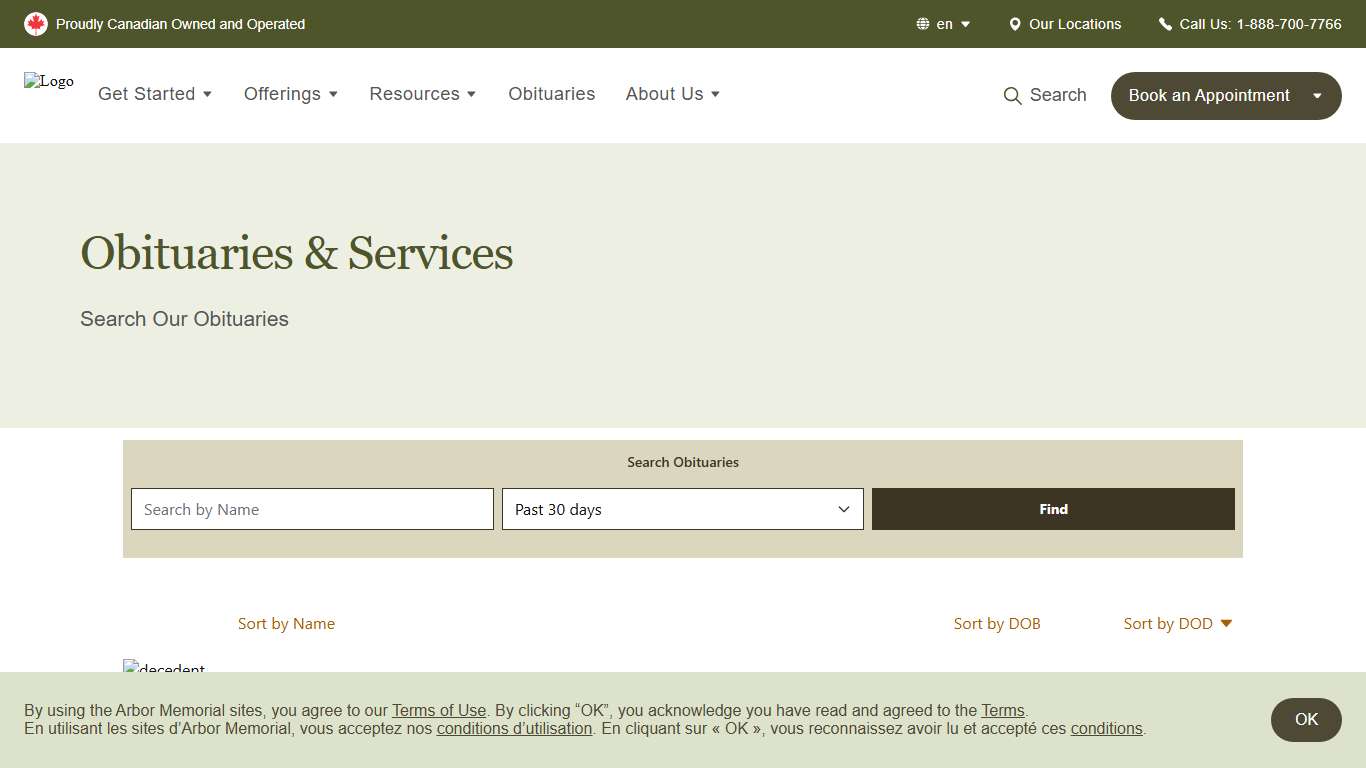 Obituaries Search our Obituaries Arbor Memorial Canada